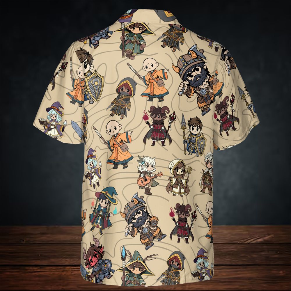 Chibi DnD Party – All Classes Button Down Shirt -  - 3