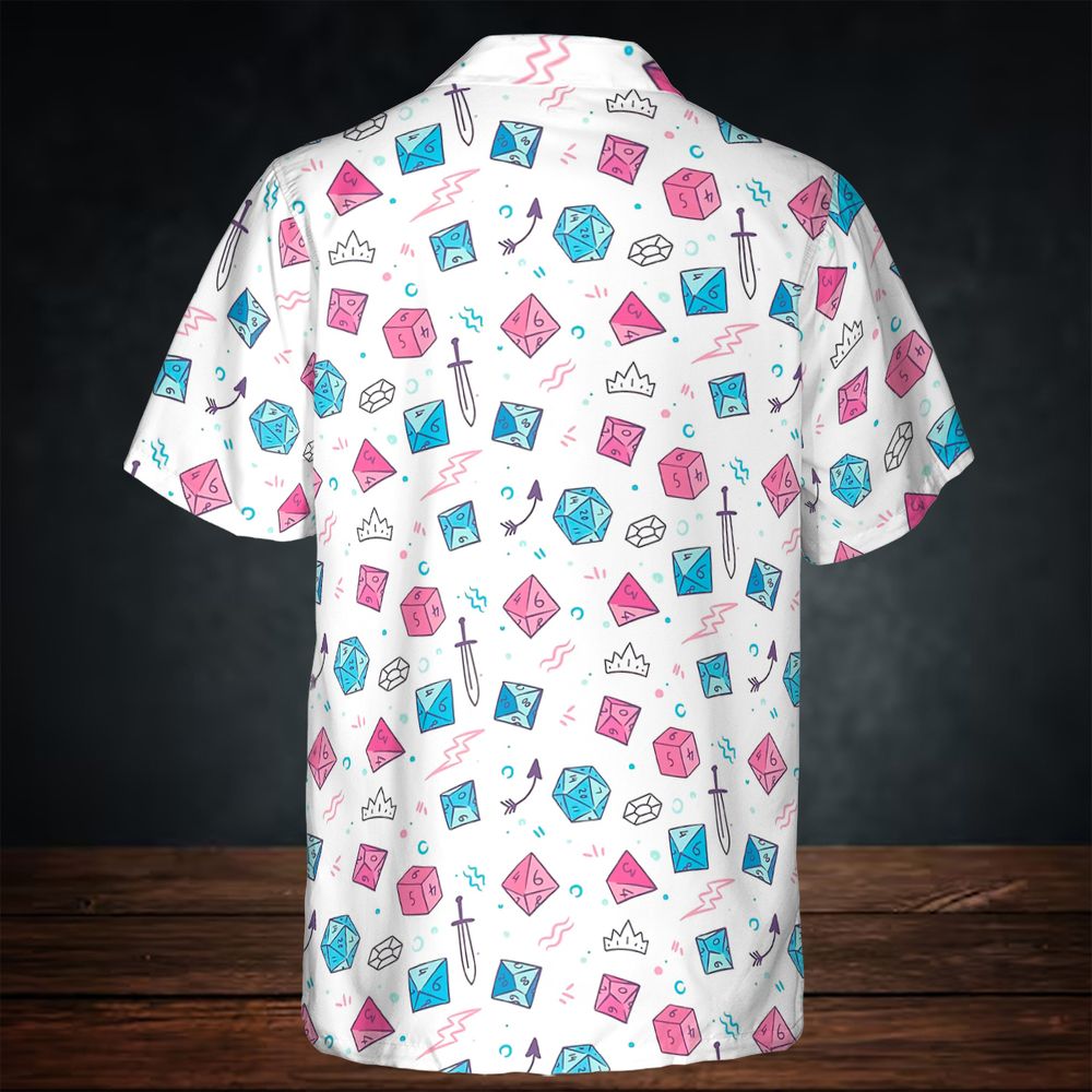 DnD Dice Pattern Cute Button Down Shirt -  - 3