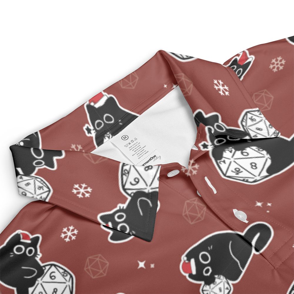 Christmas Black Cat Dice AOP Men/Women Polo Shirt -  - 3