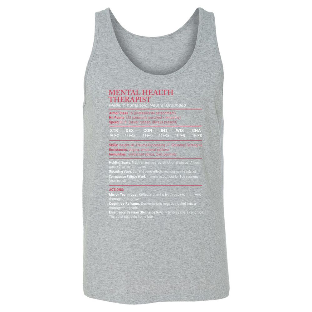 Mental Health Therapist Stats Unisex Jersey Tank - Athletic Heather - 4