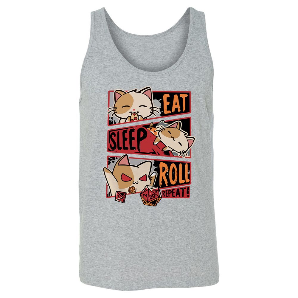 Eat Sleep Roll Repeat Unisex Jersey Tank - Athletic Heather - 4