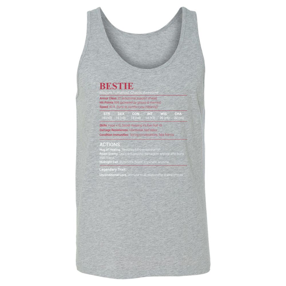 Bestie Stats Unisex Jersey Tank - Athletic Heather - 4