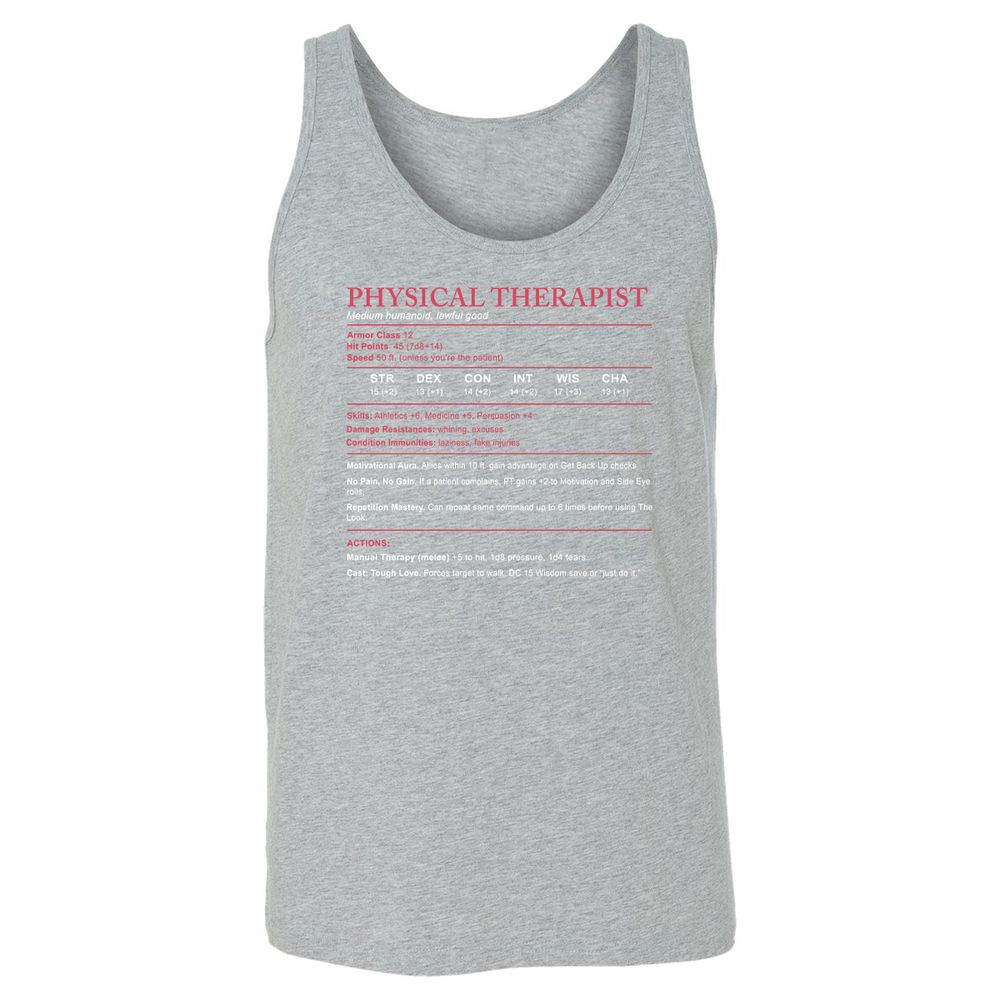 Physical Therapist Stats Unisex Jersey Tank - Athletic Heather - 4