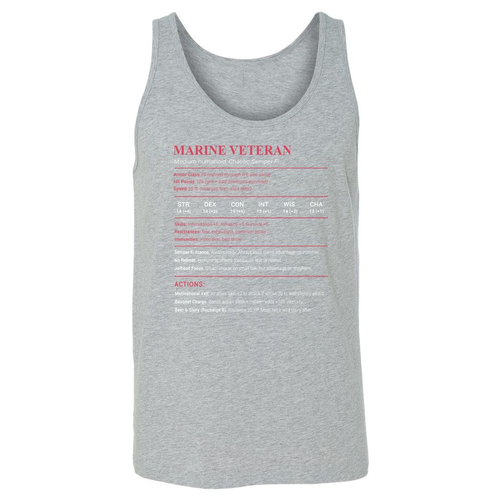 Marine Veteran Unisex Jersey Tank - Athletic Heather - 4