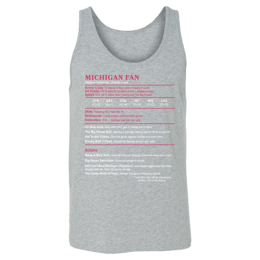 MICHIGAN FAN Unisex Jersey Tank - Athletic Heather - 4