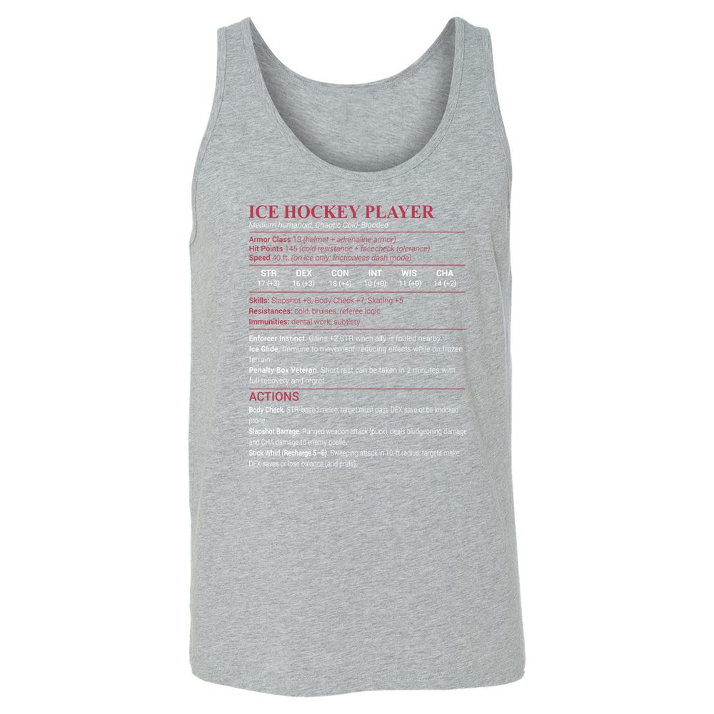 Ice Hockey Player Unisex Jersey Tank - Athletic Heather - 4