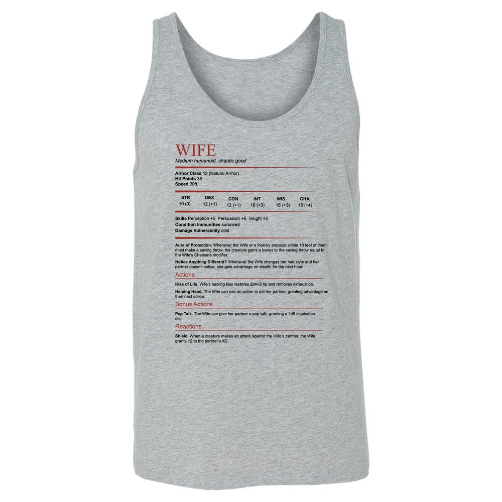Wife White Unisex Jersey Tank - Athletic Heather - 4