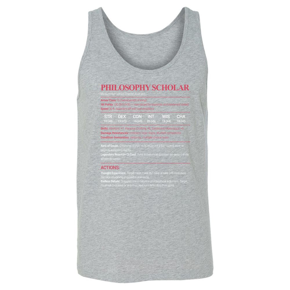 Philosophy Scholar Unisex Jersey Tank - Athletic Heather - 4