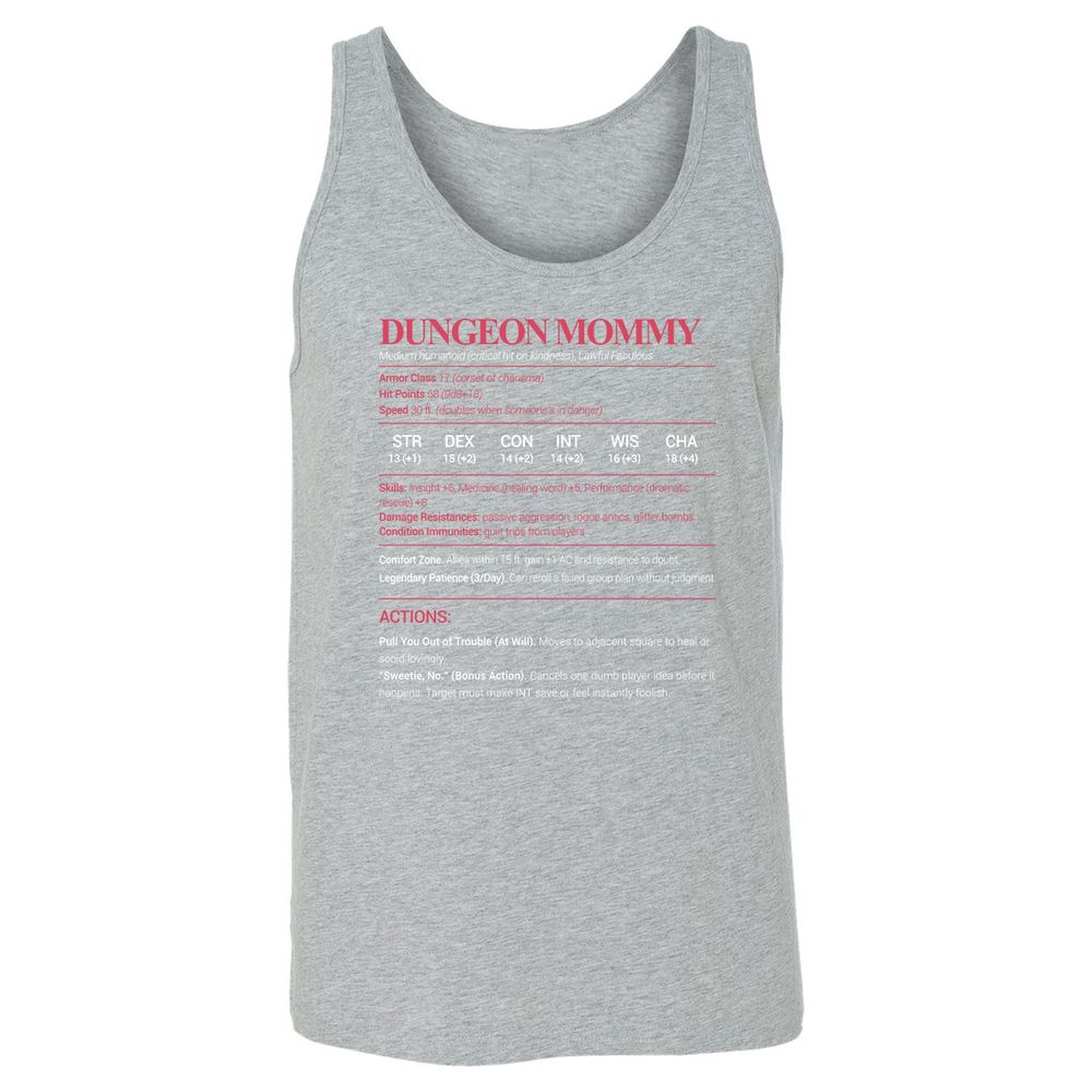 Dungeon Mommy Stats Unisex Jersey Tank - Athletic Heather - 4