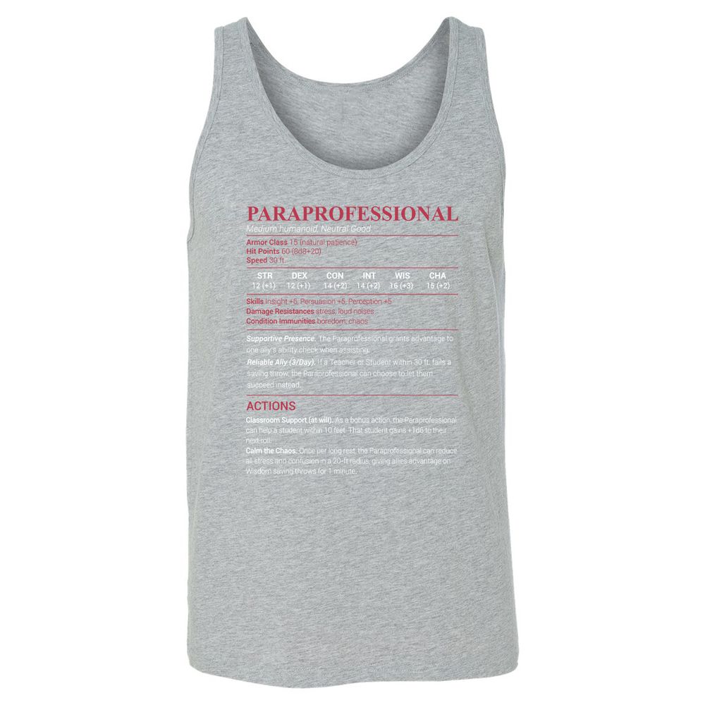 Paraprofessional Unisex Jersey Tank - Athletic Heather - 4