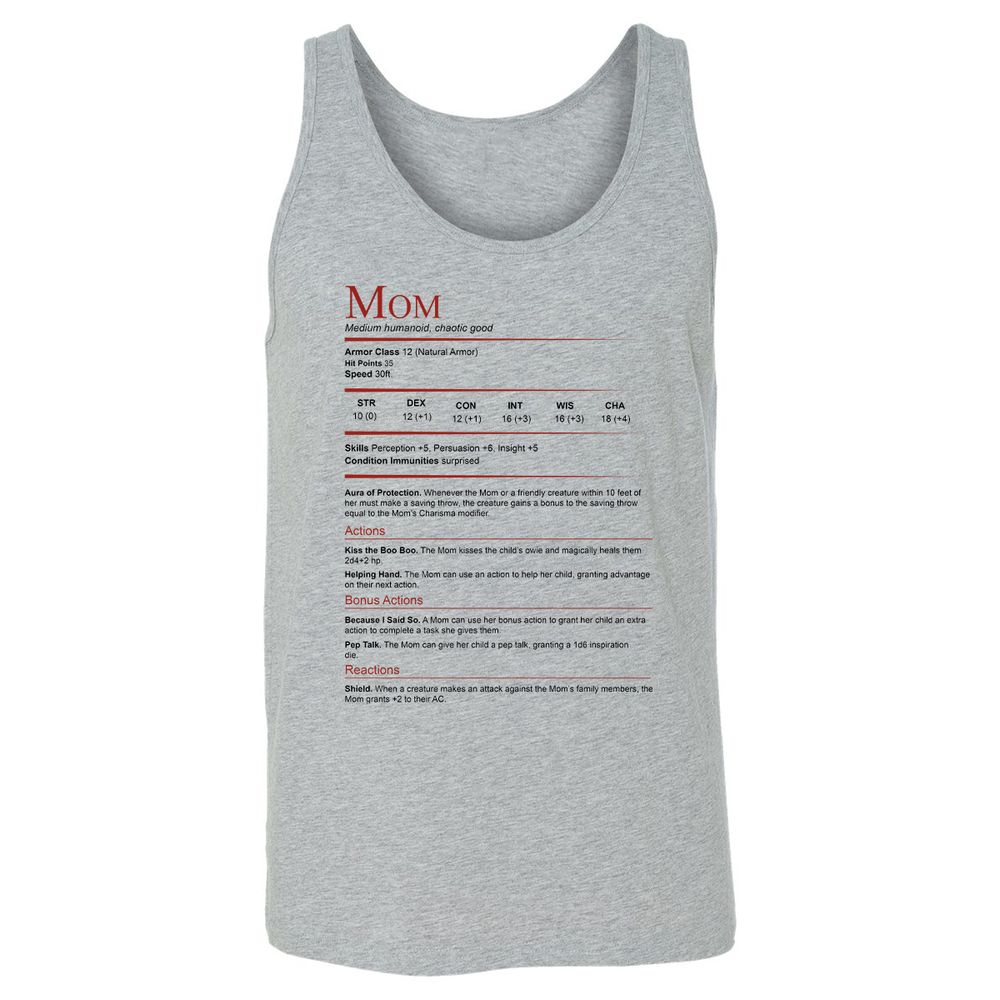 Mom Stats Unisex Jersey Tank - Athletic Heather - 4