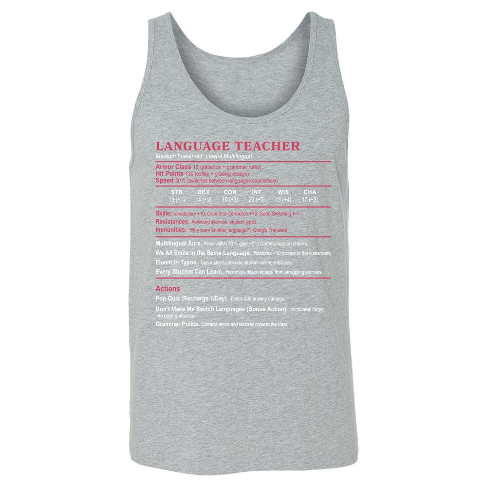 Language Teacher Unisex Jersey Tank - Athletic Heather - 4