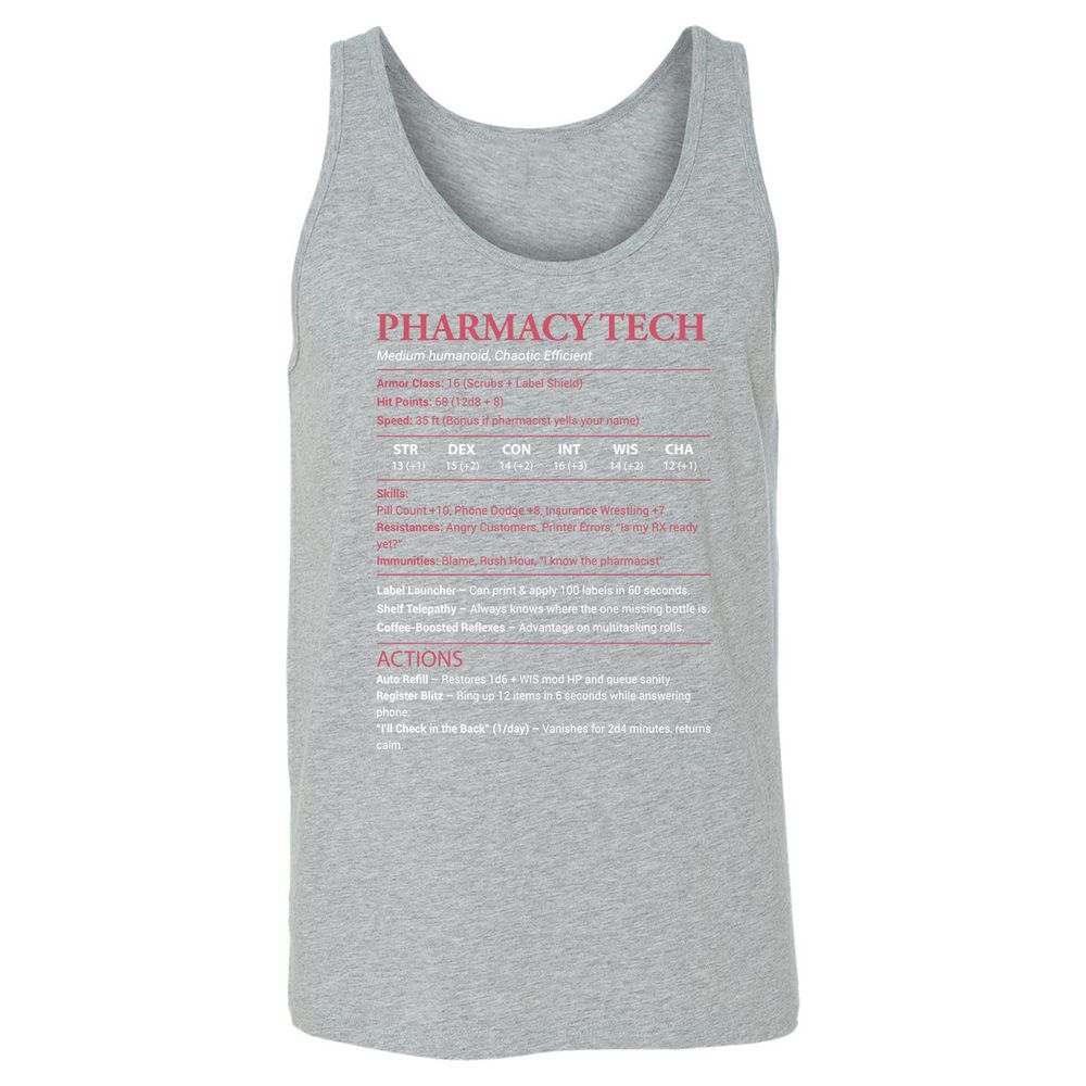 Pharmacy Tech Unisex Jersey Tank - Athletic Heather - 4