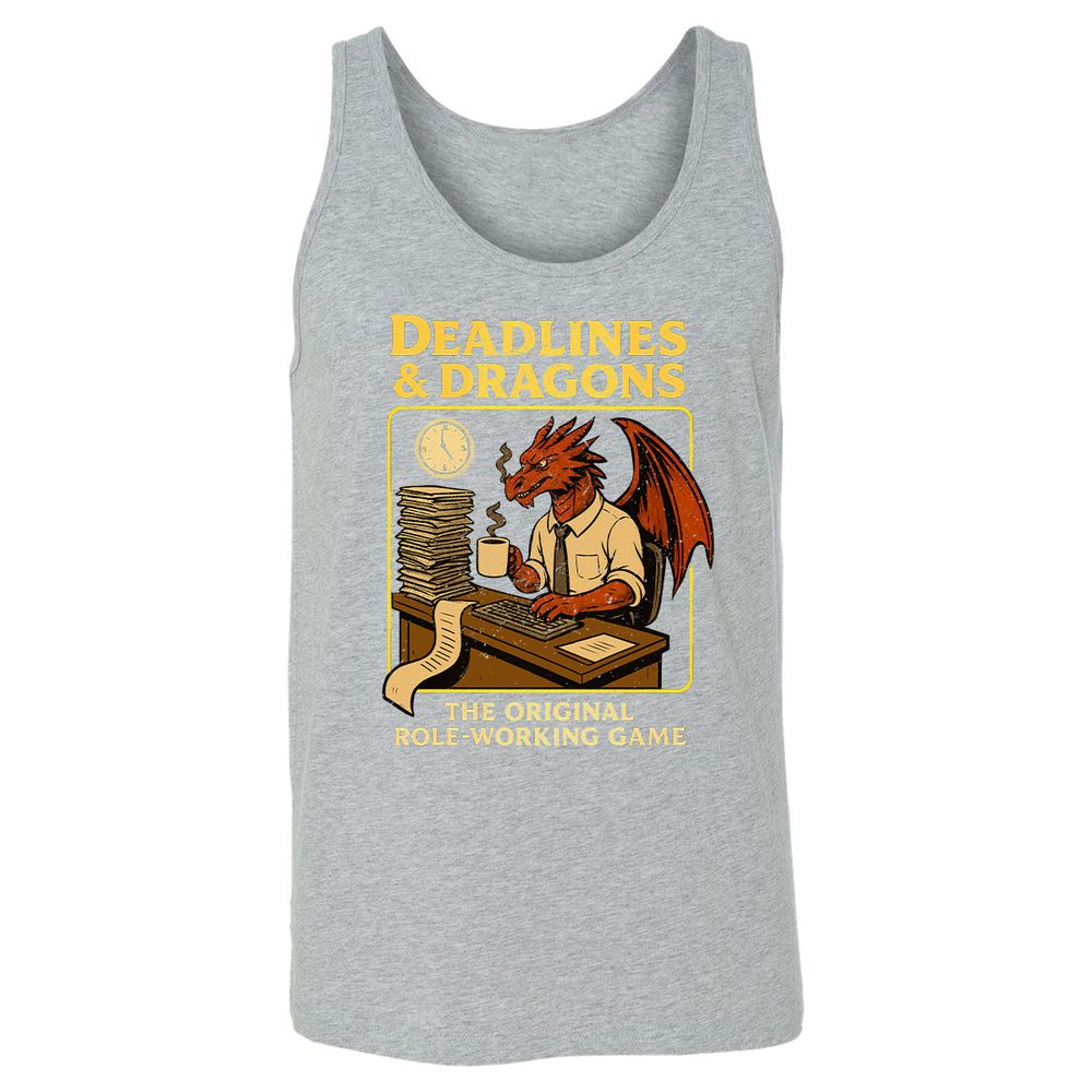 Deadlines & Dragons (Office Staff) Unisex Jersey Tank - Athletic Heather - 4