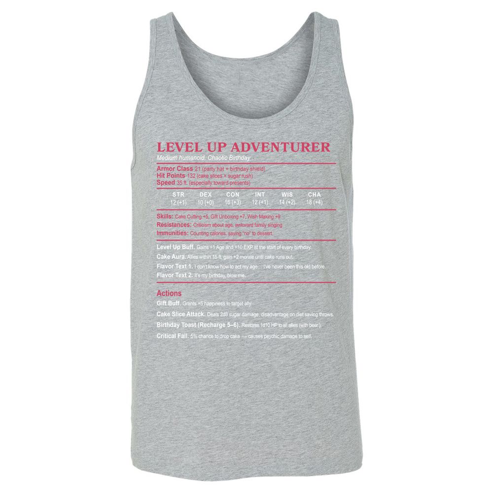Level Up Adventurer Unisex Jersey Tank - Athletic Heather - 4