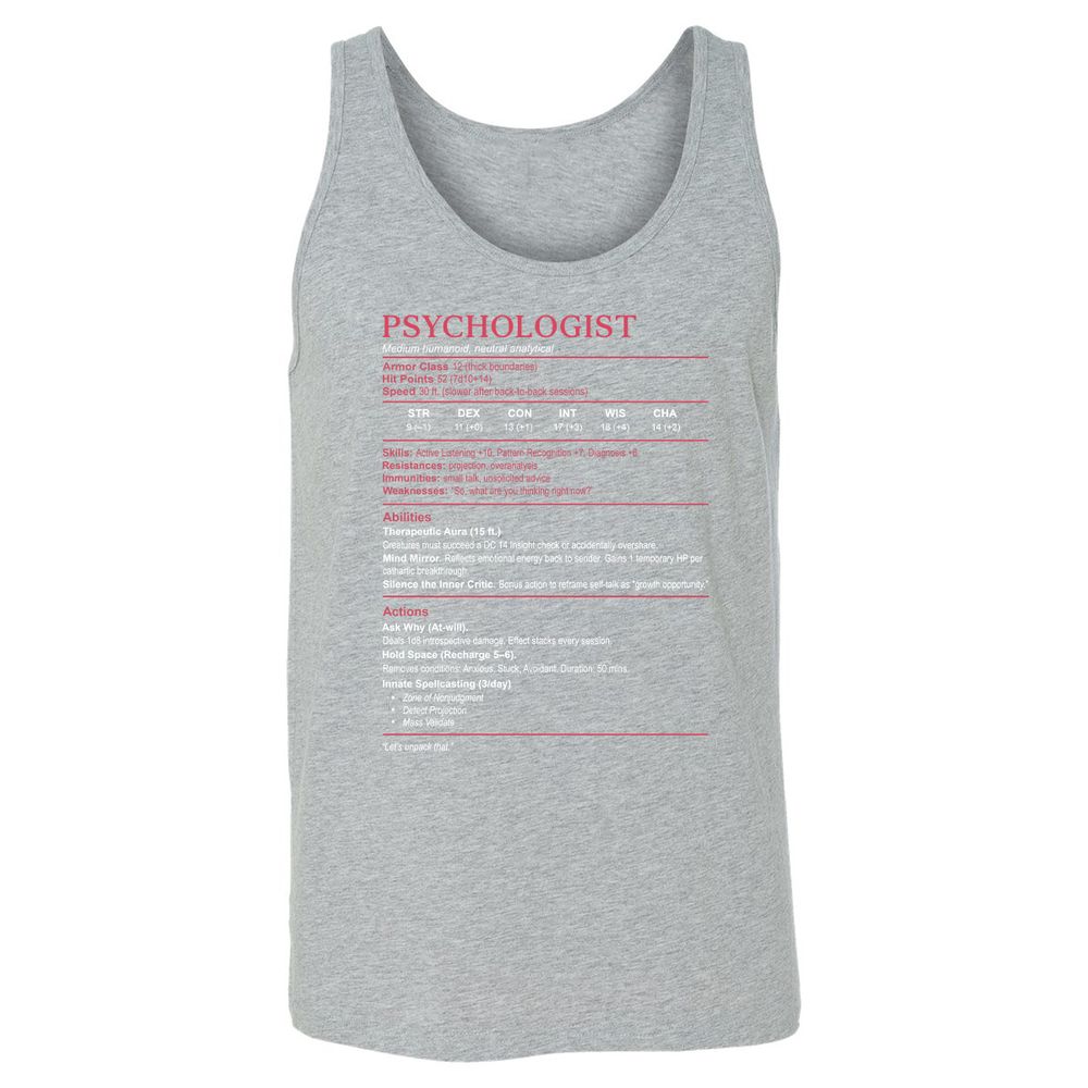 Psychologist Stats Unisex Jersey Tank - Athletic Heather - 4