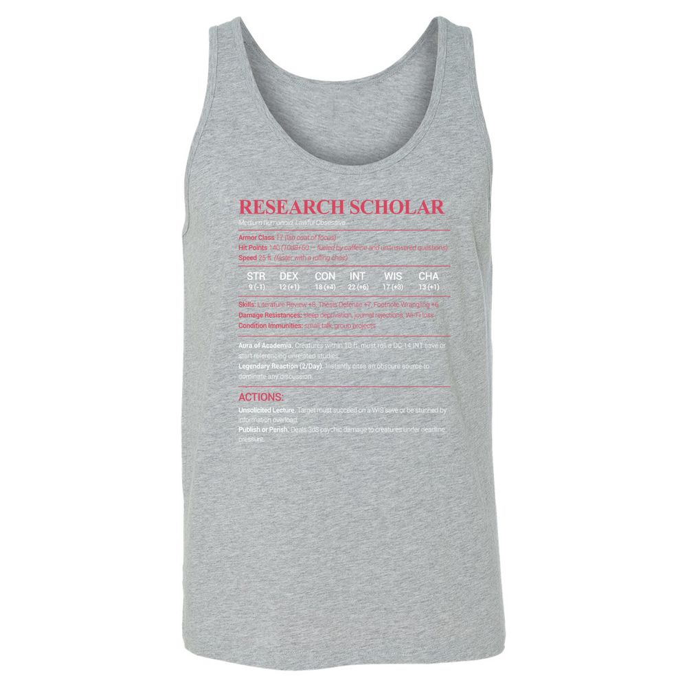 Research Scholar Unisex Jersey Tank - Athletic Heather - 4