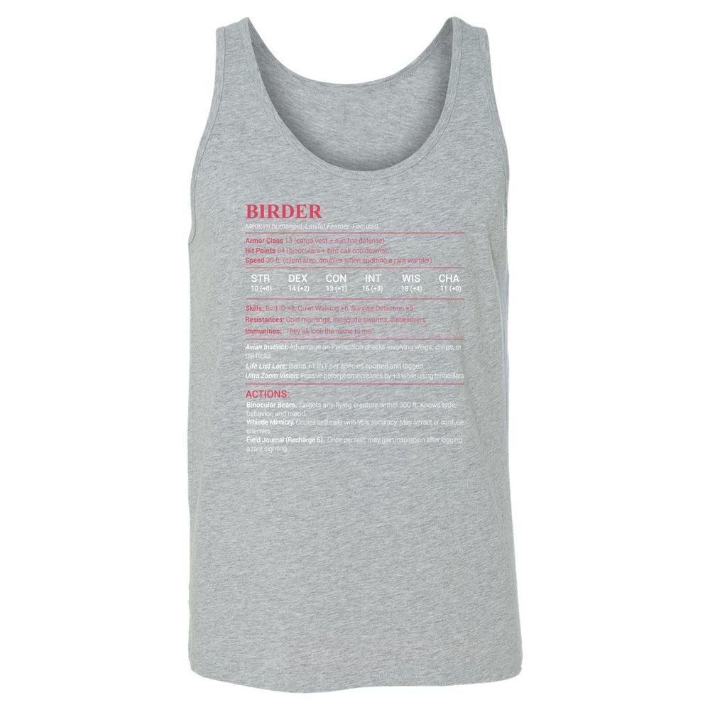 Birder Stats Unisex Jersey Tank - Athletic Heather - 4