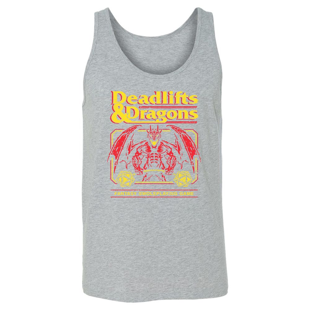 Deadlifts And Dragons Unisex Jersey Tank - Athletic Heather - 4