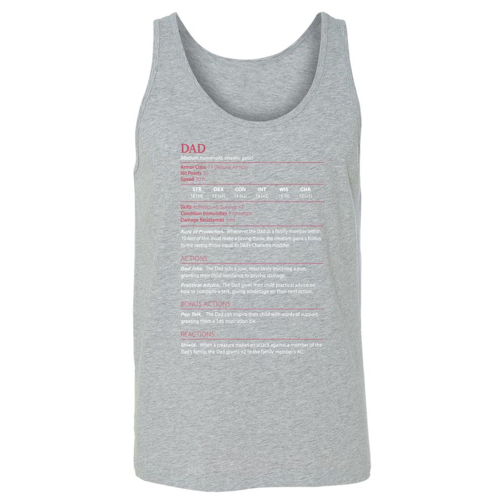 Dad Stats Unisex Jersey Tank - Athletic Heather - 4