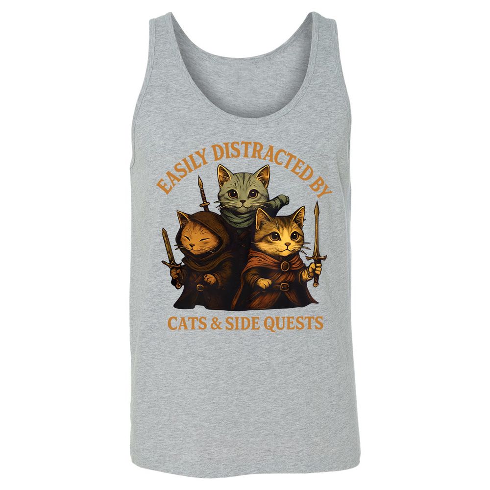Easily Distracted By Cats & Side Quests Unisex Jersey Tank - Athletic Heather - 4