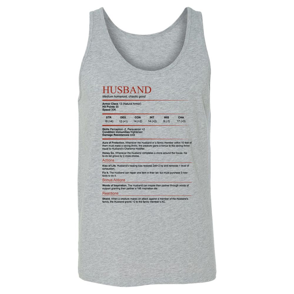 Husband White Unisex Jersey Tank - Athletic Heather - 4