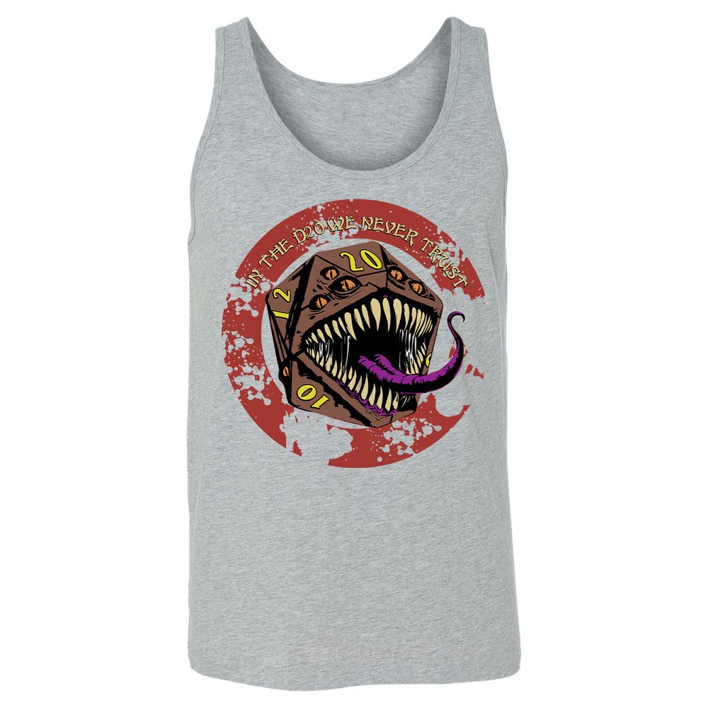 In The D20 We Never Trust Unisex Jersey Tank - Athletic Heather - 4