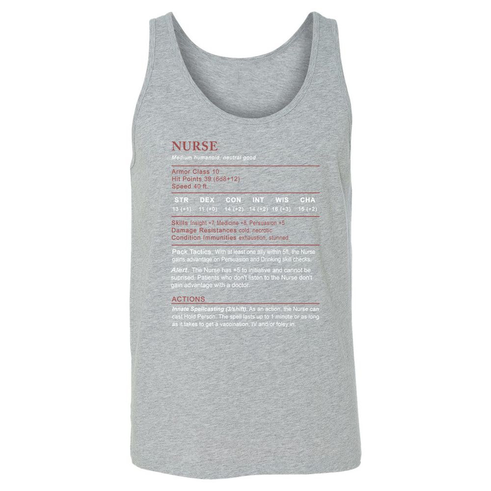 Nurse Stats 2 Unisex Jersey Tank - Athletic Heather - 4