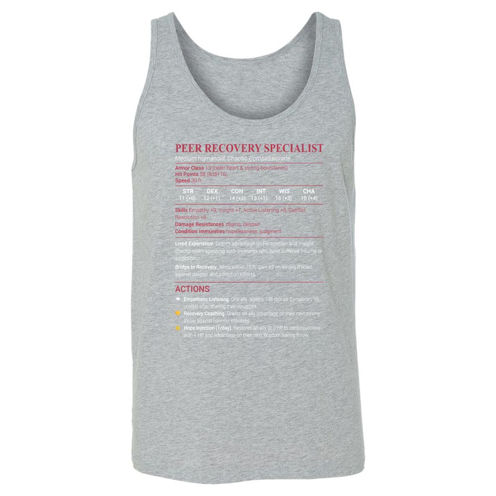 Peer Recovery Specialist Unisex Jersey Tank - Athletic Heather - 4
