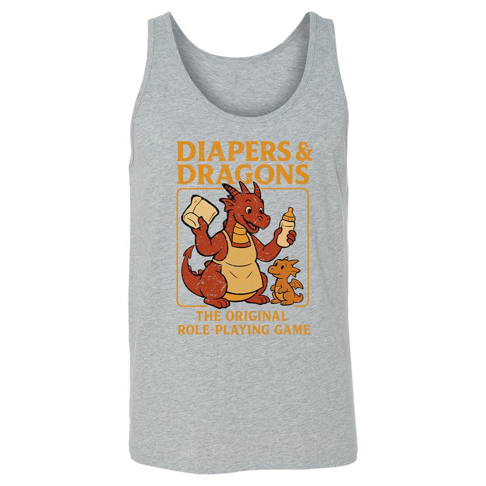 Diapers & Dragons Unisex Jersey Tank - Athletic Heather - 4