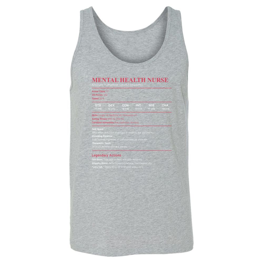 Mental Health Nurse Stats Unisex Jersey Tank - Athletic Heather - 4