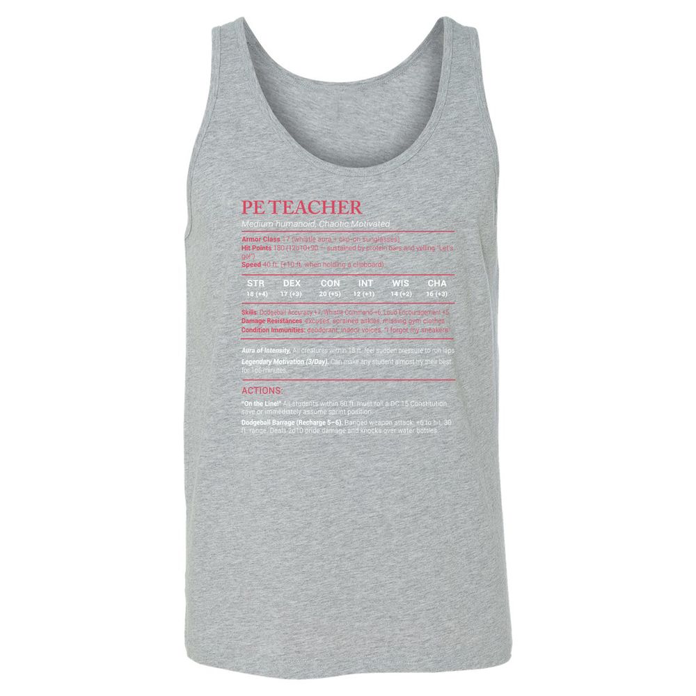 PE Teacher Stats Unisex Jersey Tank - Athletic Heather - 4