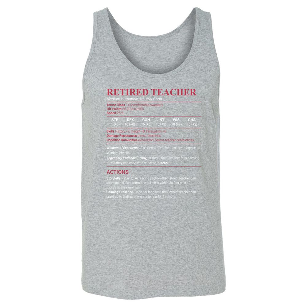 Retired Teacher Unisex Jersey Tank - Athletic Heather - 4