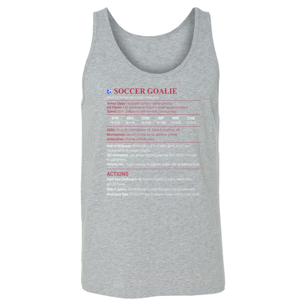 Soccer Goalie Unisex Jersey Tank - Athletic Heather - 4