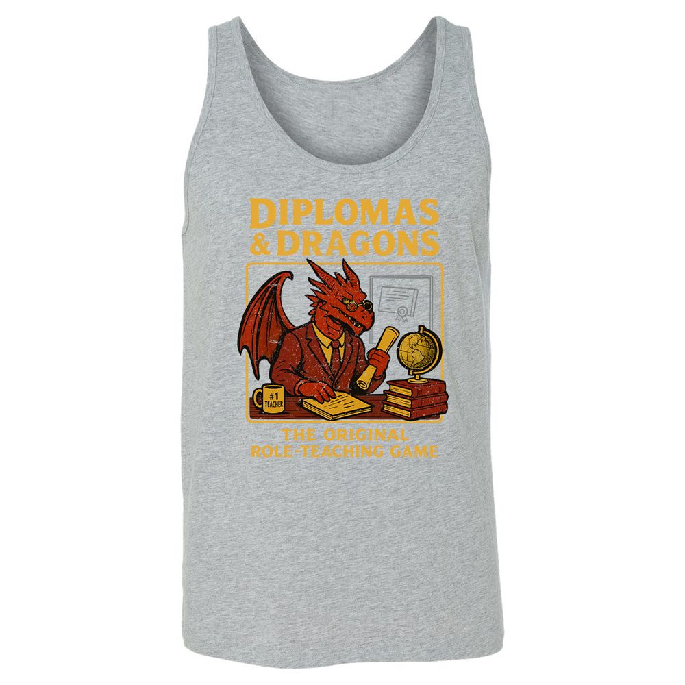 Diplomas & Dragons Unisex Jersey Tank - Athletic Heather - 4