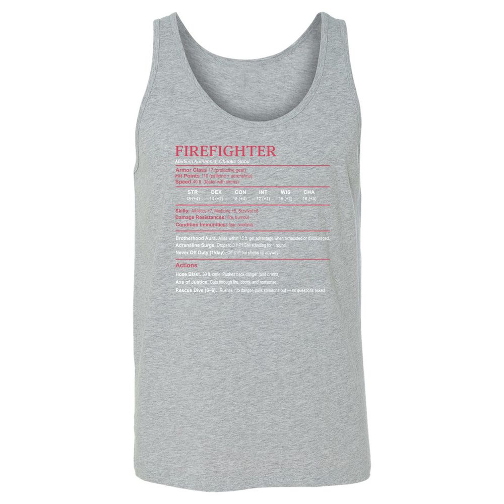 Firefighter Stats Unisex Jersey Tank - Athletic Heather - 4