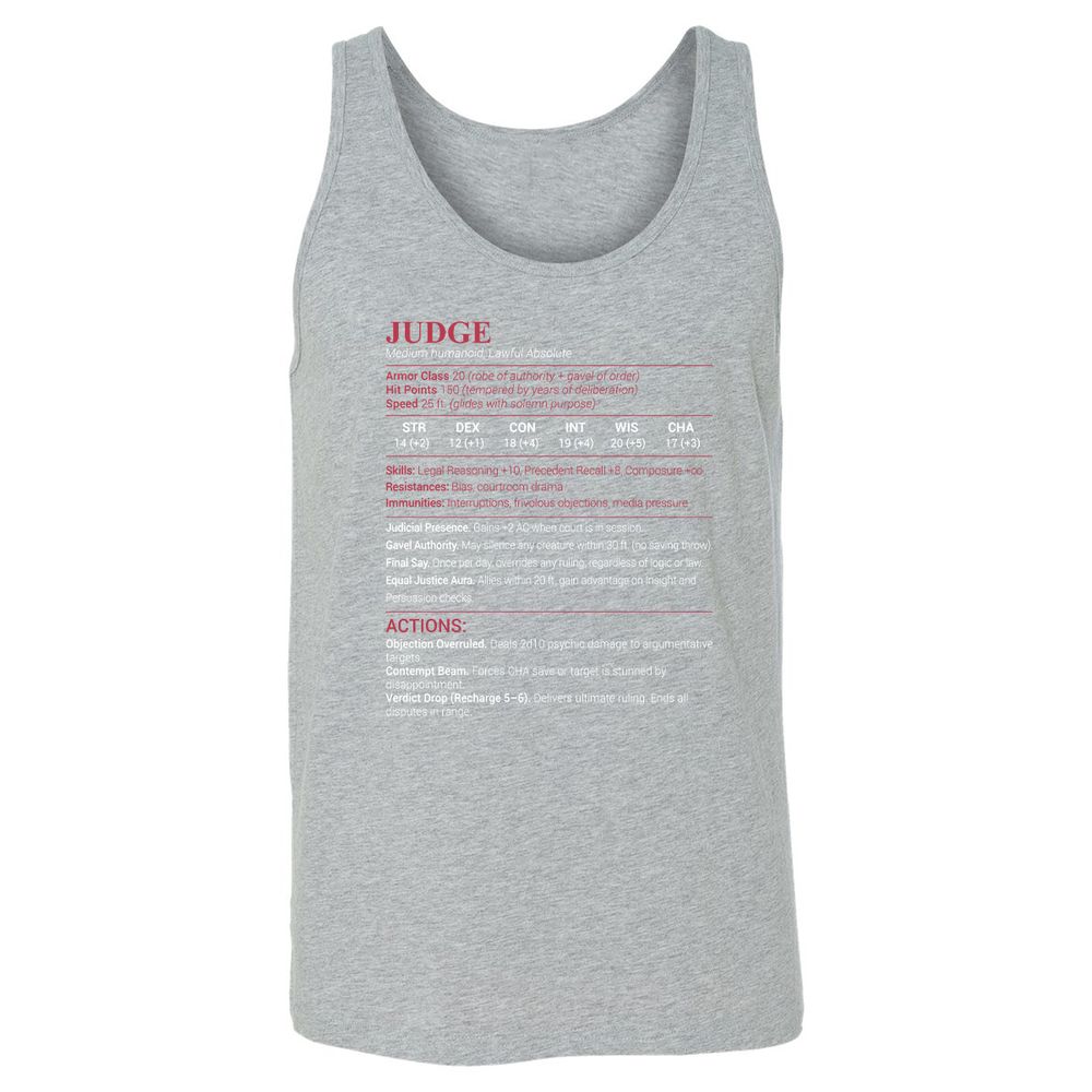 Judge Stats Unisex Jersey Tank - Athletic Heather - 4