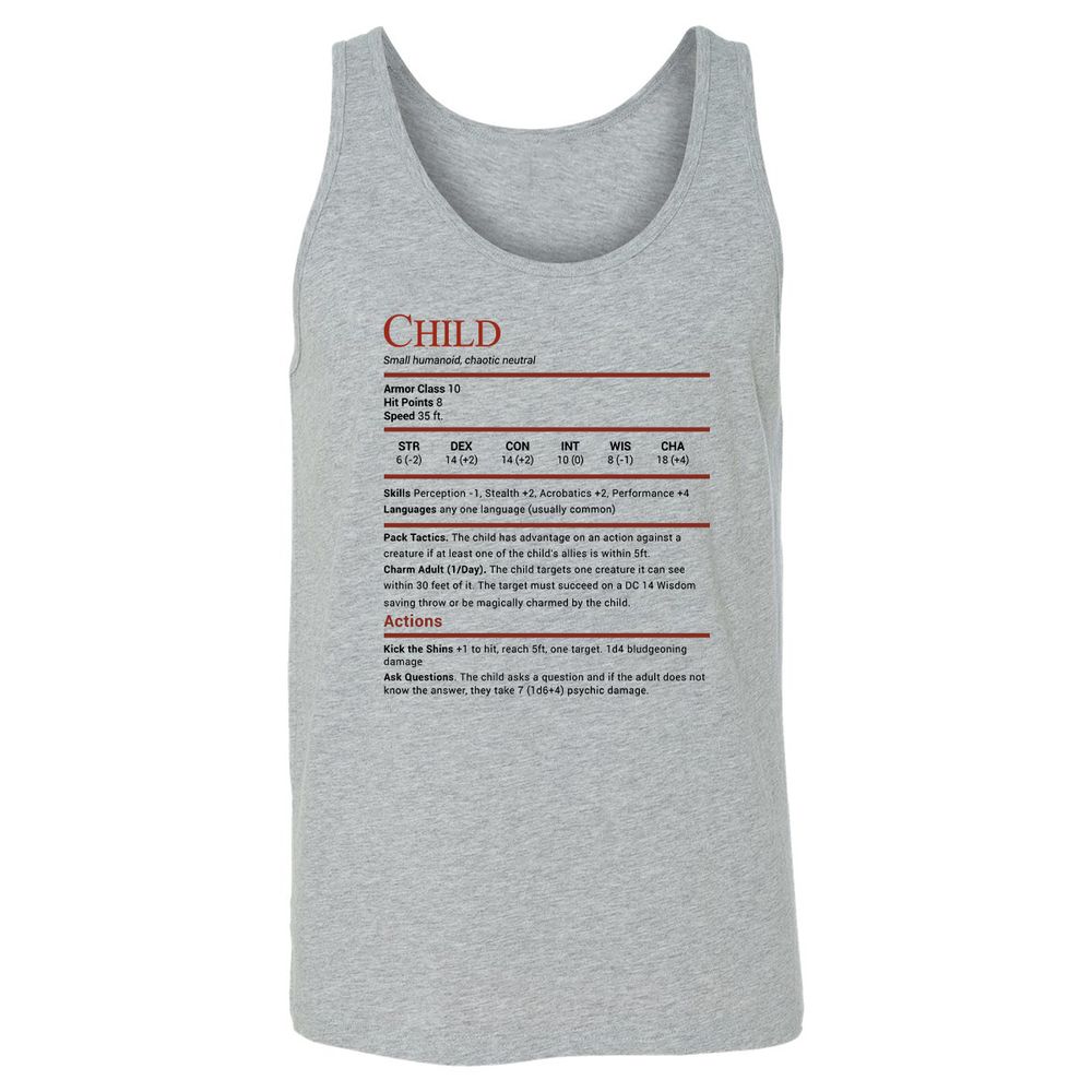 Child Stats Unisex Jersey Tank - Athletic Heather - 4