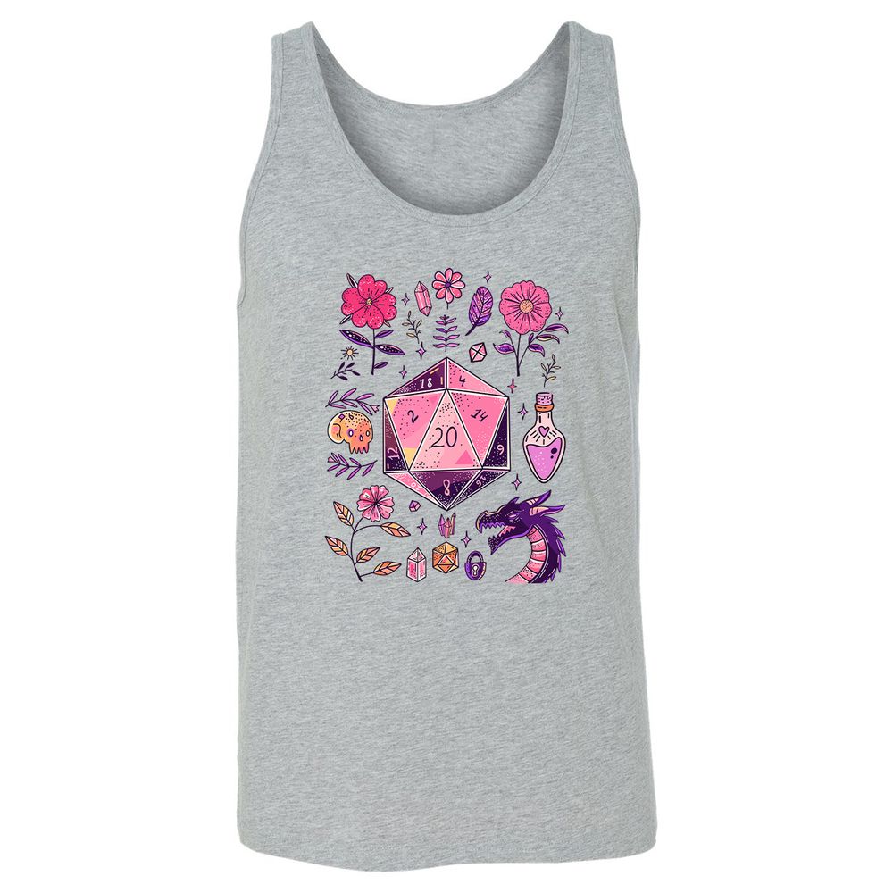 Mystic D20 Floral Dice Art - Athletic Heather - 4