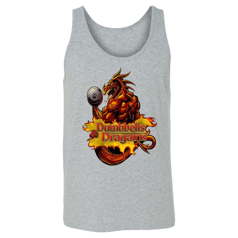 Dumbbells & Dragains Unisex Jersey Tank - Athletic Heather - 4