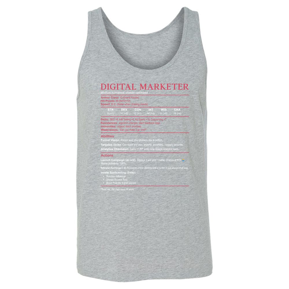 Digital Marketer Stats Unisex Jersey Tank - Athletic Heather - 4