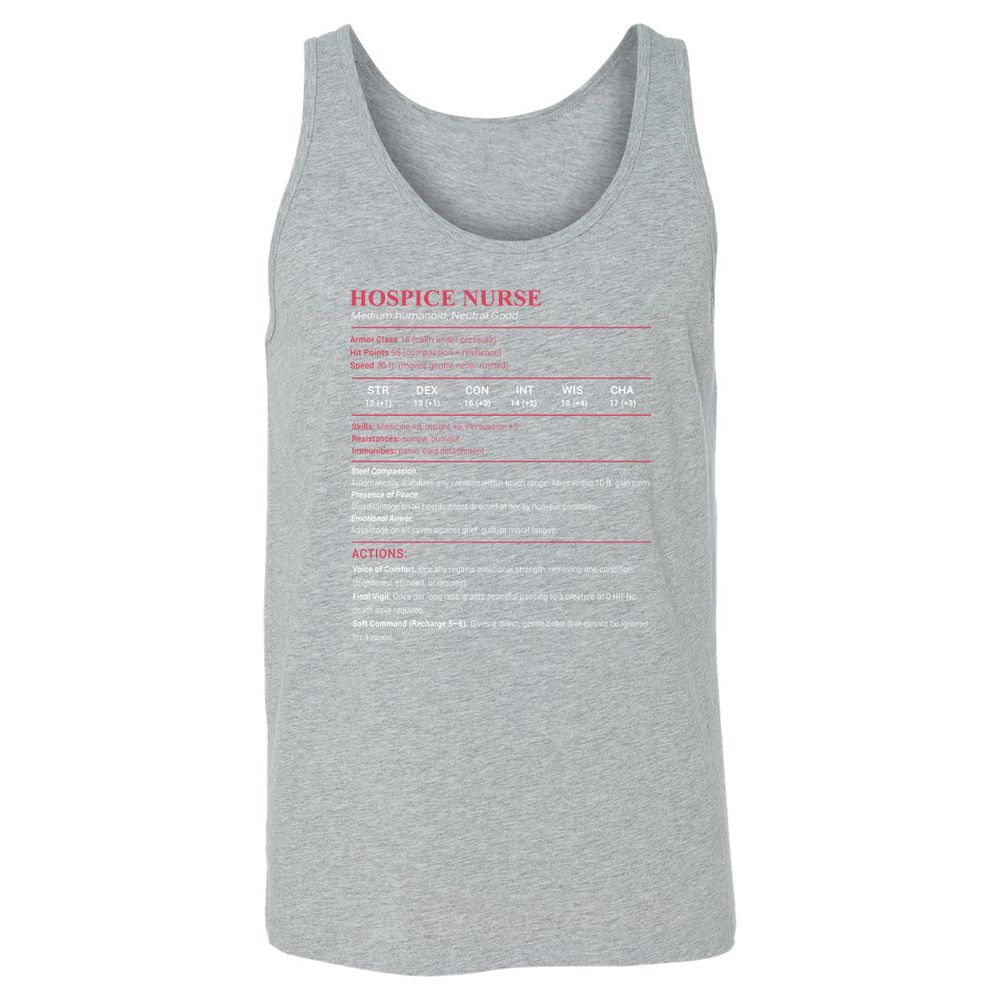 Hospice Nurse Stats Unisex Jersey Tank - Athletic Heather - 4