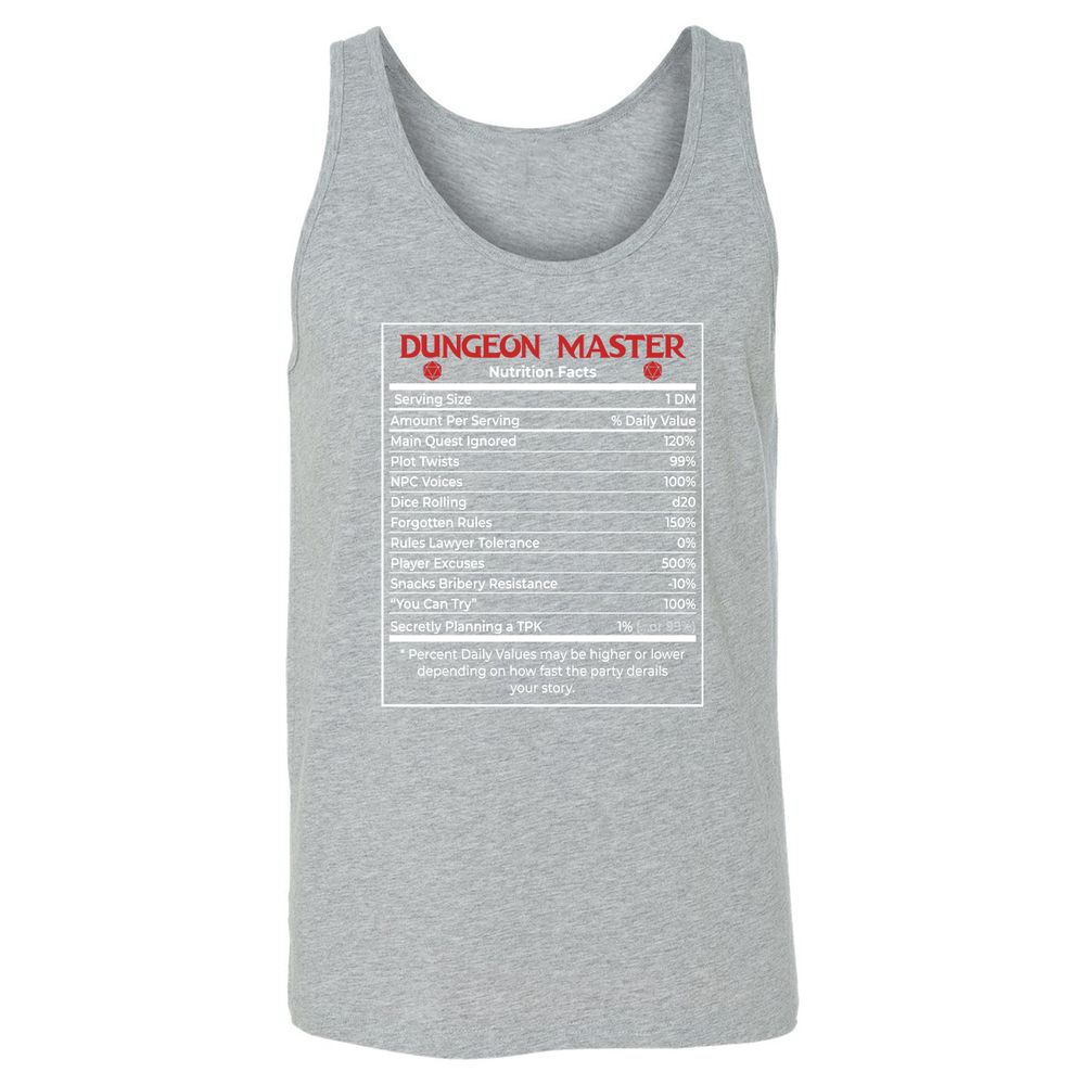 Dungeon Master Nutrition Facts Unisex Jersey Tank - Athletic Heather - 4