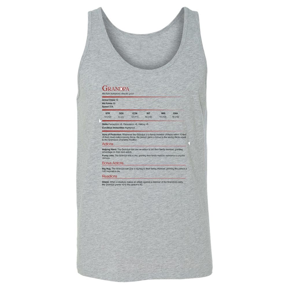 Grandpa Stat Block Unisex Jersey Tank - Athletic Heather - 4