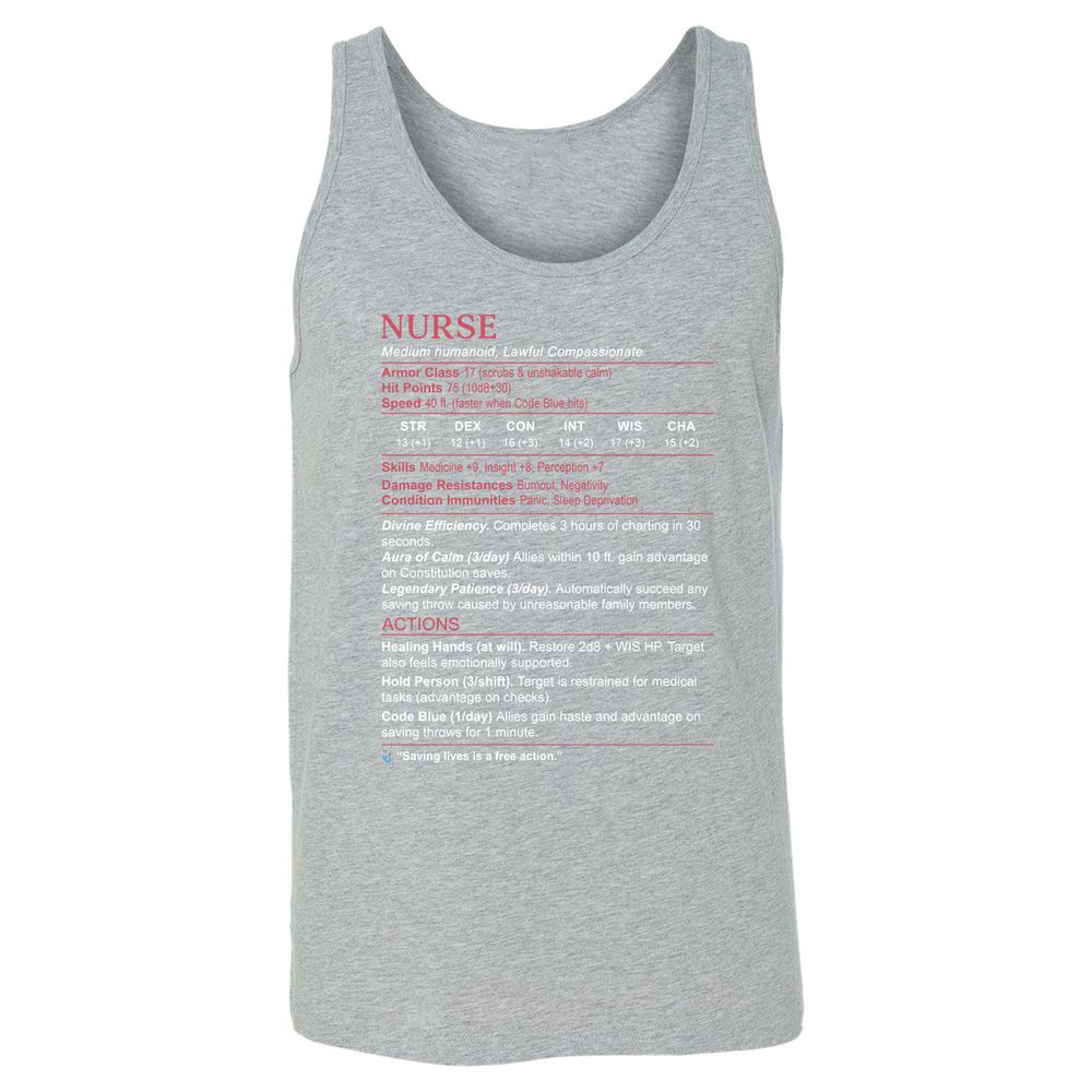 Nurse Stats 3 Unisex Jersey Tank - Athletic Heather - 4
