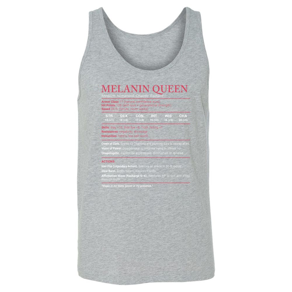 Melanin Queen Stats Unisex Jersey Tank - Athletic Heather - 4