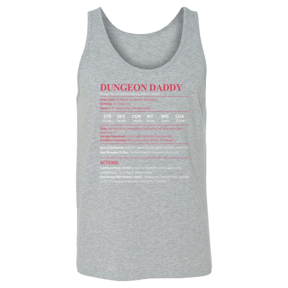 Dungeon Daddy Stats Unisex Jersey Tank - Athletic Heather - 4