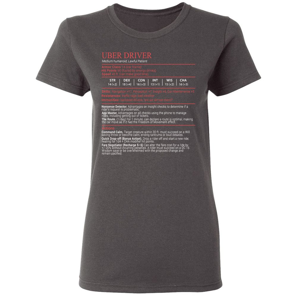 Uber Driver Stats Block Women's T-Shirt - Charcoal - 4