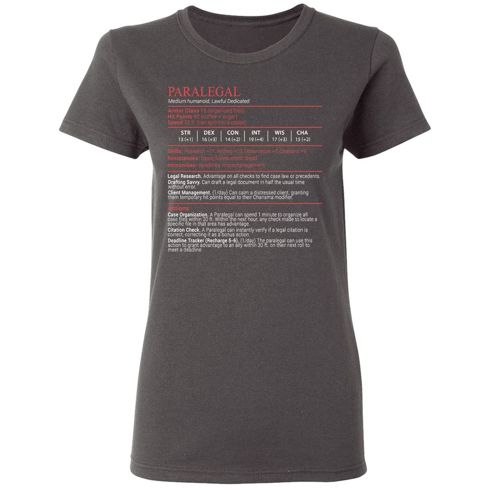 Paralegal Stats Block Women's T-Shirt - Charcoal - 4