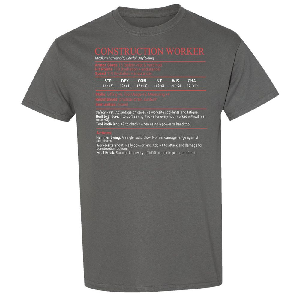Construction Worker Stats Block - Charcoal - 4